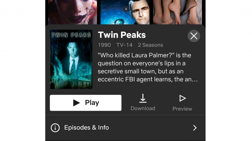 A screenshot of HideIPVPN unblocking Twin Peaks.