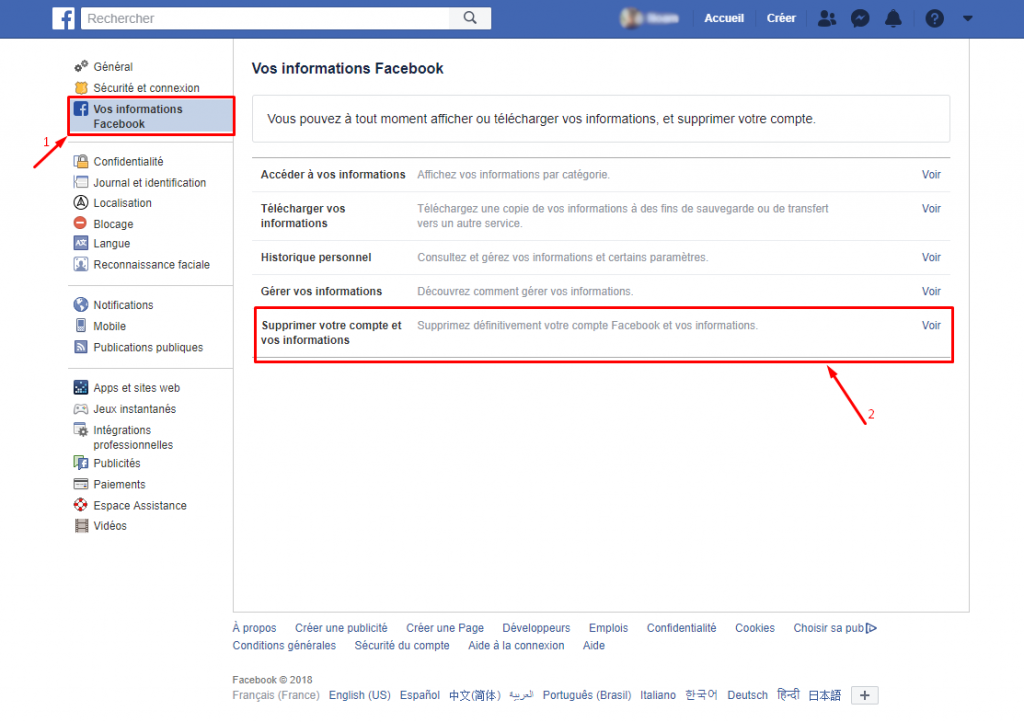 comment supprimer mon compte facebook dans un autre telephone