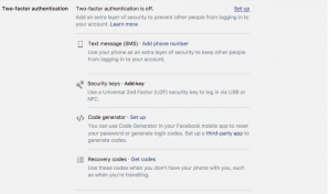 Facebook 2 factor authentication