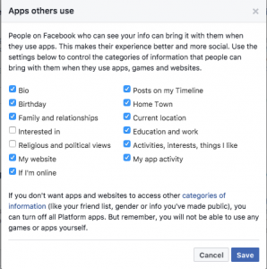 Facebook apps permissions