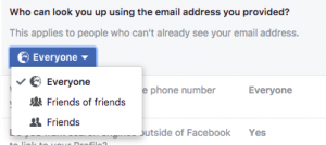 Facebook's who can look options