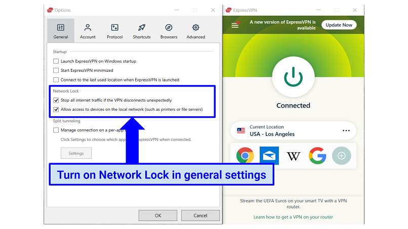 Graphic showing ExpressVPN kill switch