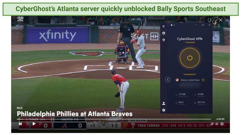 streaming Bally Sports Southeast on fuboTV with CyberGhost