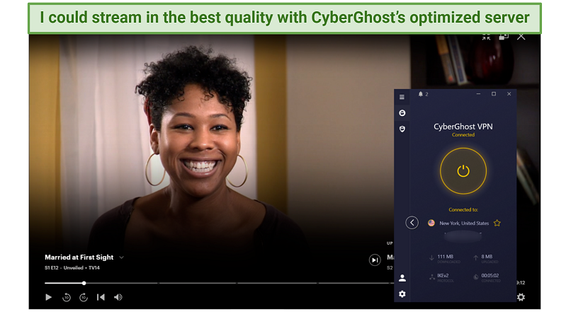 Unblocking Hulu with CyberGhost's optimized server