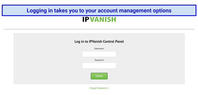 ipvanish username password