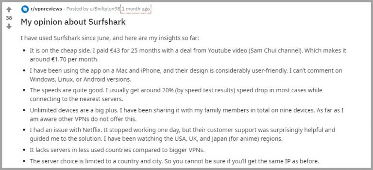 surfshark review reddit