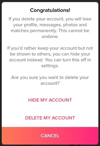 Tinder account facebook or email