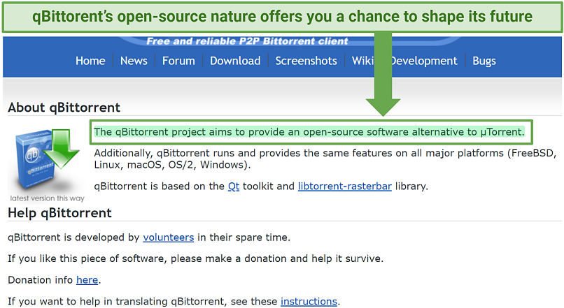 A screenshot showing qBittorent is open-source in nature