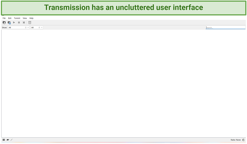 A screenshot showing Transmission has a simple and uncluttered user interface