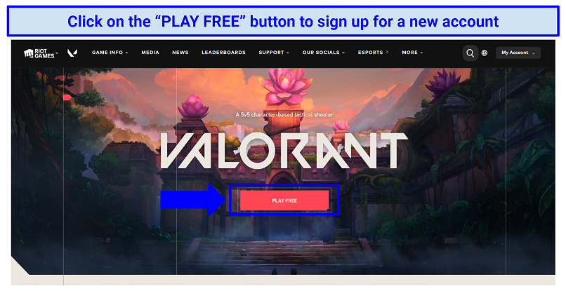 Screenshot of Valorant's Signup Page