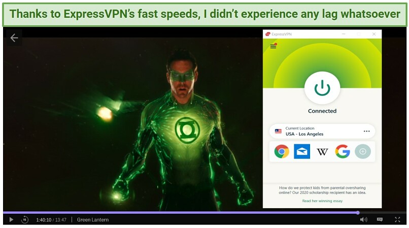 Graphic showing Green Lantern on ExpressVPN