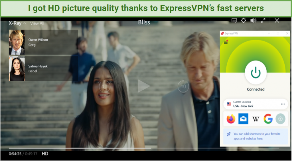 Screenshot of Bliss streaming on Amazon Prime Video using ExpressVPN's US servers