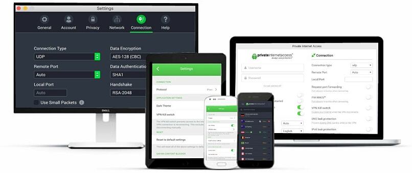 Petit assortiment d'appareils technologiques compatibles avec l'accès Internet privé VPN