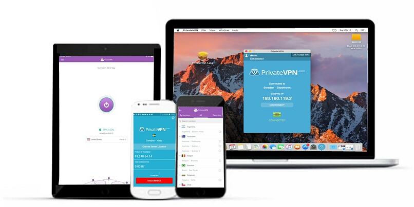 Pequena variedade de dispositivos tecnológicos compatíveis com privateVPN