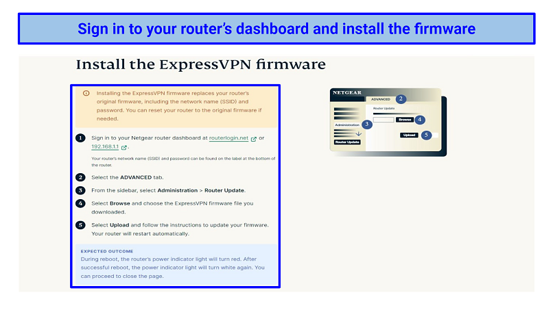 Screenshot of ExpressVPN's installation guide