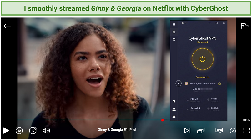 A screenshot of Netflix show accessed with CyberGhost