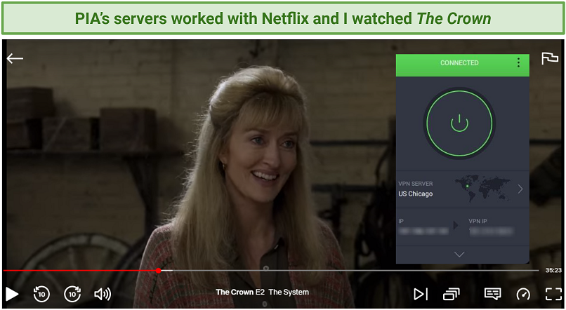 A screenshot of Netflix show accessed with PIA