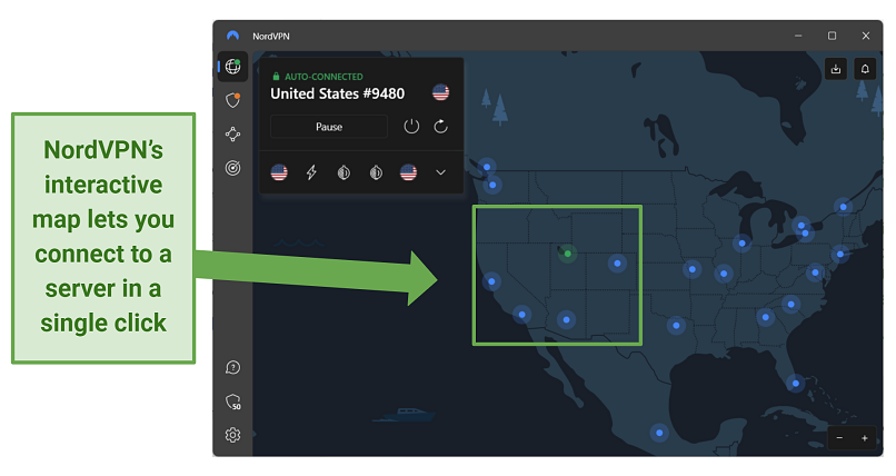 Screenshot of the NordVPN user interface