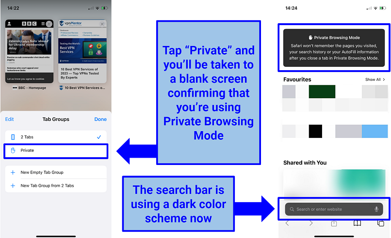 turn off private browsing safari macbook