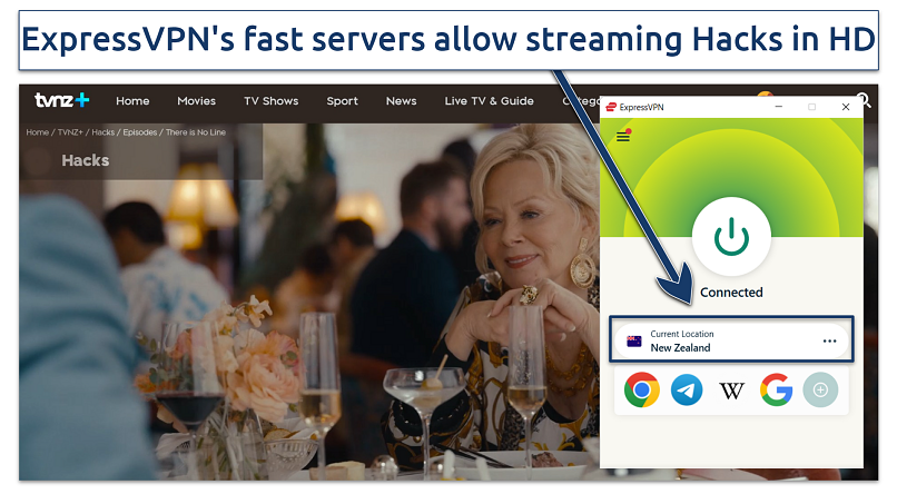 Screenshot showing  Hacks on TVNZ with ExpressVPN's NZ server