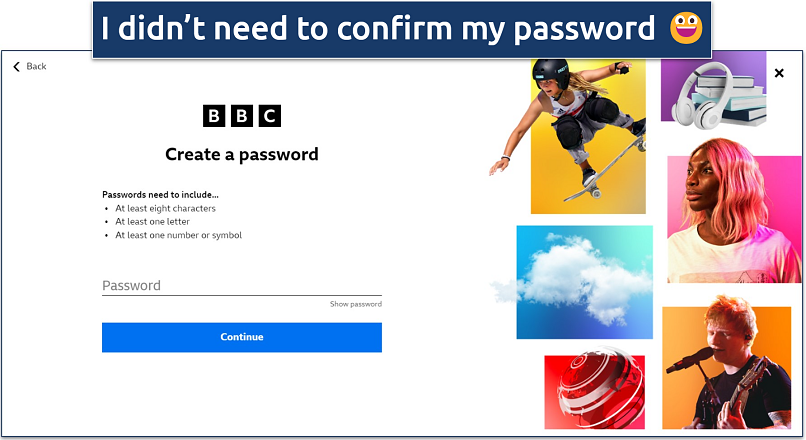 Creating a password for a BBC iPlayer account to watch Doctor Who