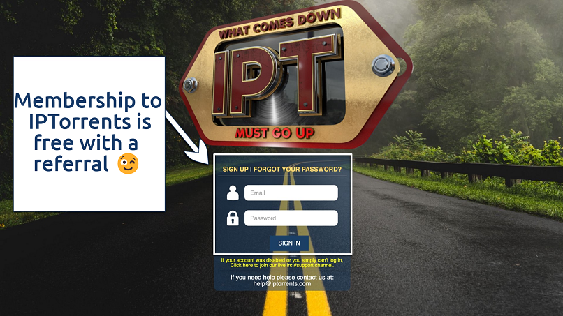 Screenshot of the IPTorrents login page