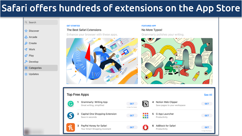 Screenshot of Apple App Store Safari extensions page
