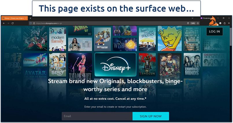 Скриншот главной страницы Disney Plus