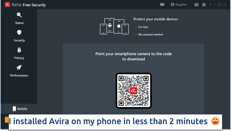 Screenshot of Avira Phantom VPN's Windows free app version