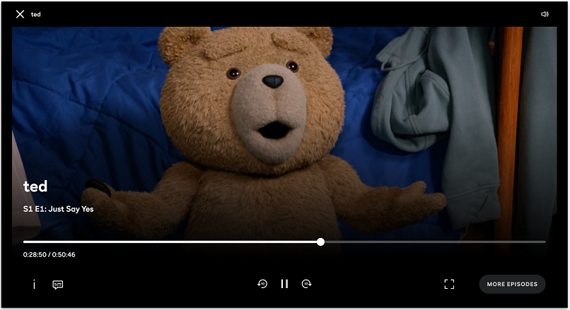 Screenshot showing Ted streaming of Peacock TV