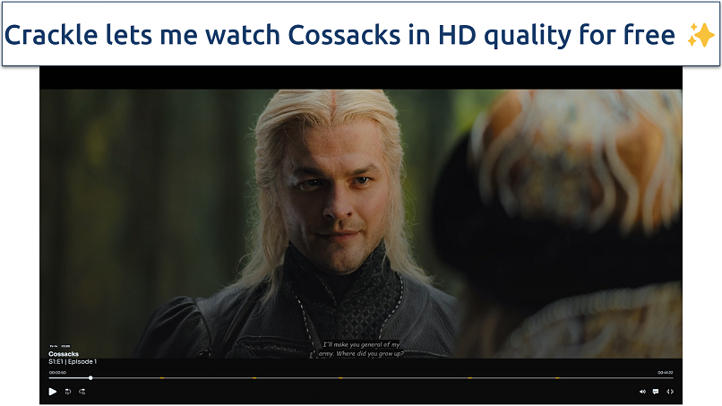 A screenshot showing Cossacks on Crackle