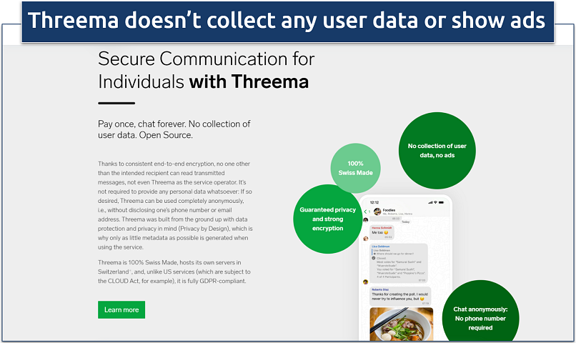  Screenshot of the Threema app's website