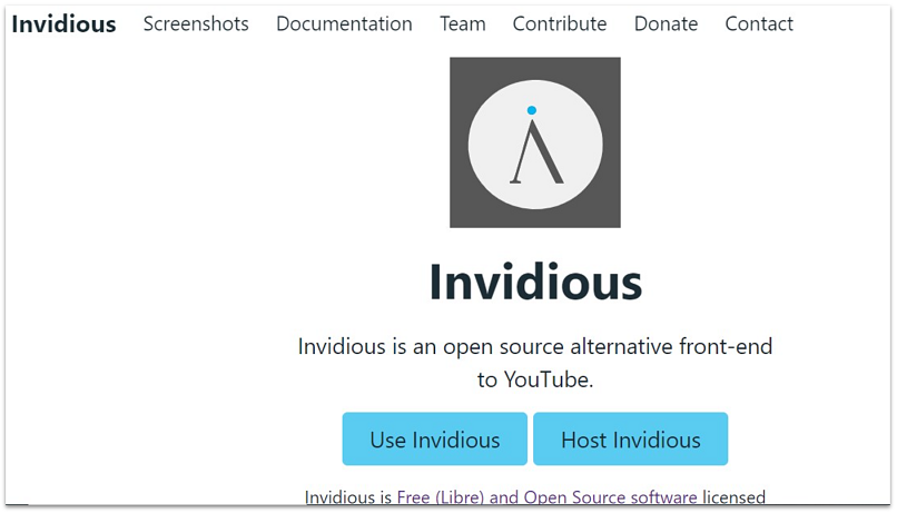 A screenshot showing the Invidious homepage