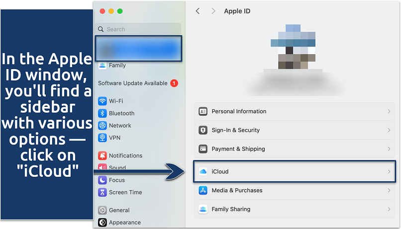 Screenshot of the iCloud settings on a MacBook