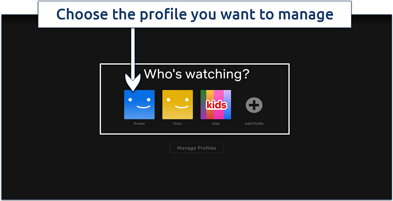 Screenshot showing Netflix's profile select screen