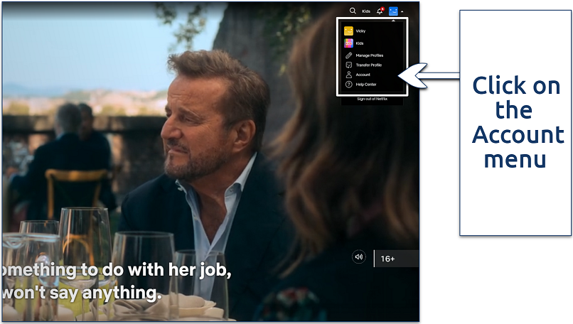 Screenshot showing Netflix's home page