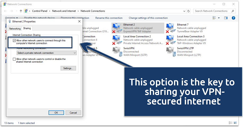 A screenshot of Ethernet properties settings on Windows