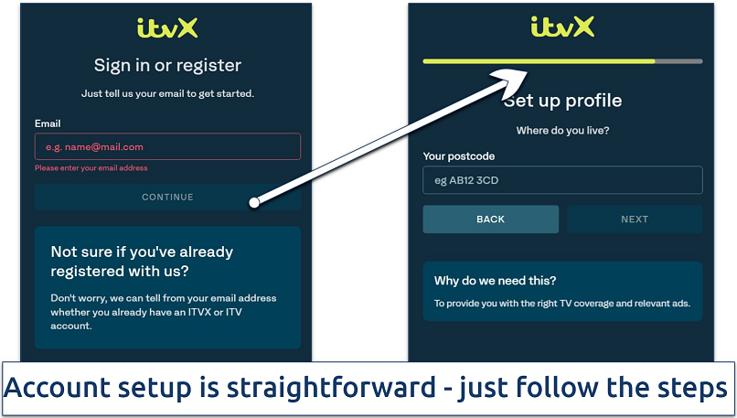 A screenshot of ITVX homepage with its account menu icon highlighted