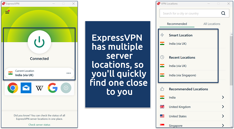 Screenshot of ExpressVPN's server network