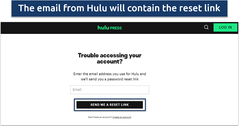 Screenshot showing Hulu account access restoration