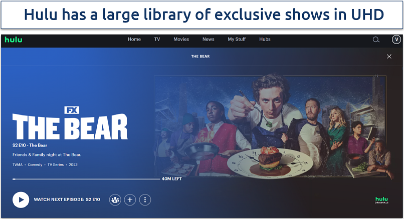 Screenshot of The Bear series on the Hulu site