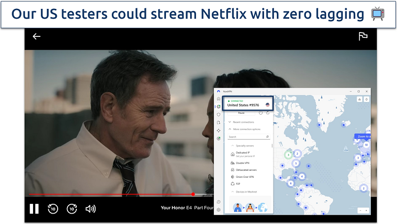 Screenshot of NordVPN US server streaming Your Honor on Netflix US