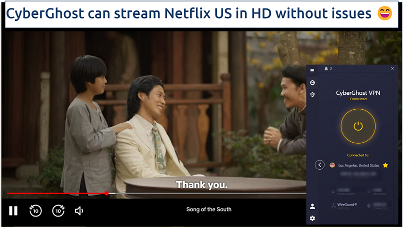 Screenshot of a Vietnamese movie streaming on Netflix with CyberGhost