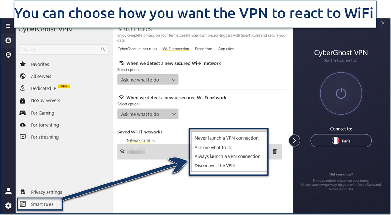 Screenshot showing how to enable Wi-Fi protection