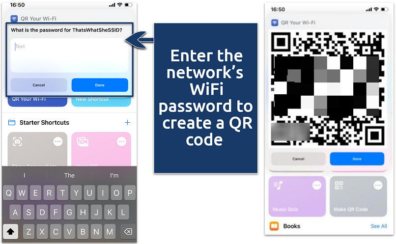 A screenshot showing QR code generated on iPhone