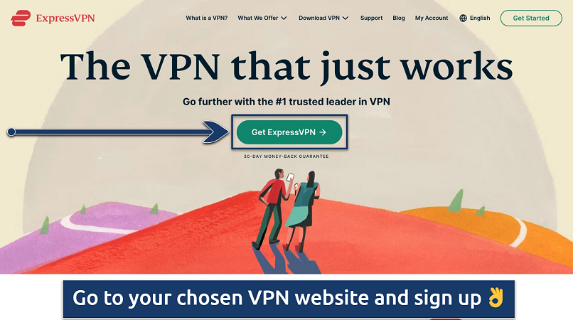 Screenshot showing the signup page on the ExpressVPN website