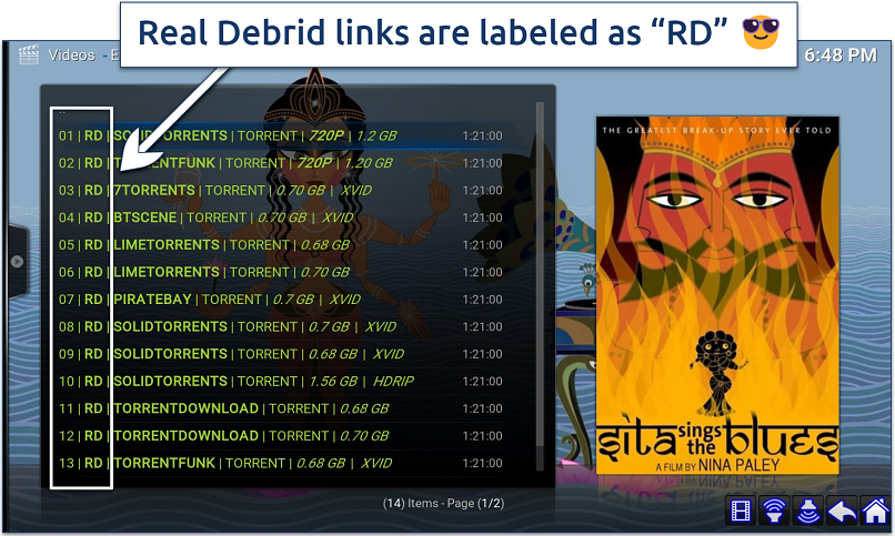 Screenshot of RD links
