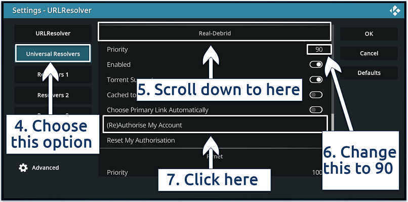 screenshot showing URL resolver configuration settings