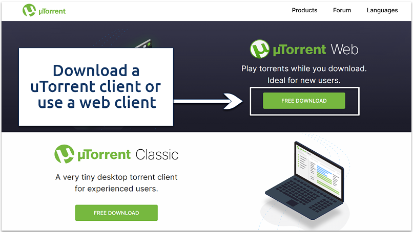 Screenshot showing uTorrent site