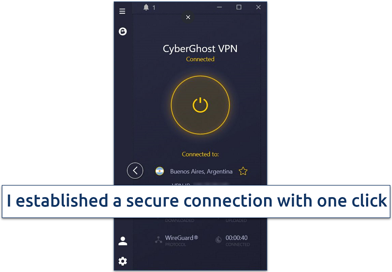 A screenshot showing it's to establish a VPN connection with CyberGhost